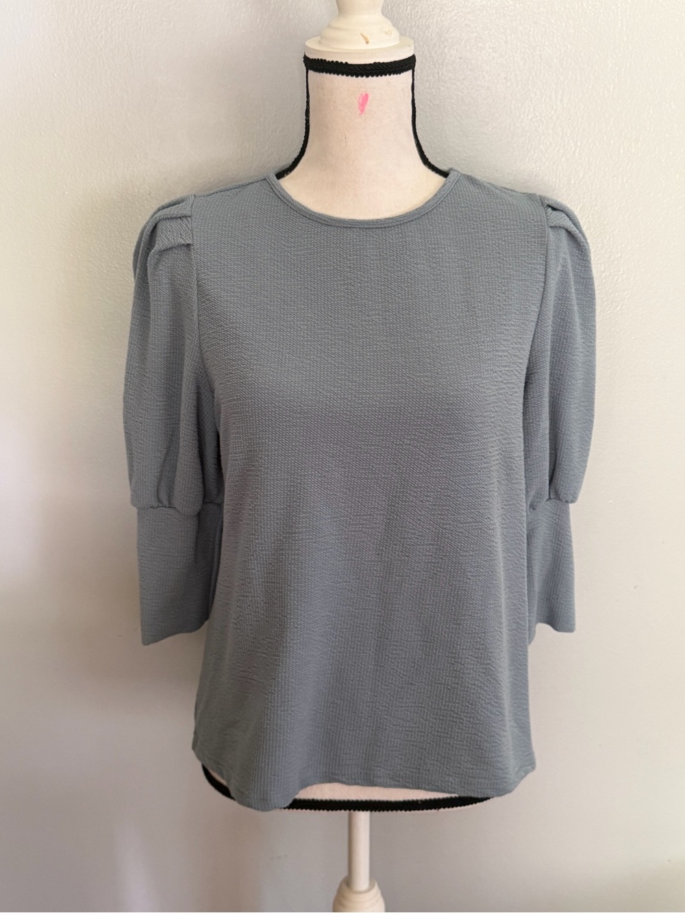 Women’s Textured Puff Sleeve Top - Dusty Blue